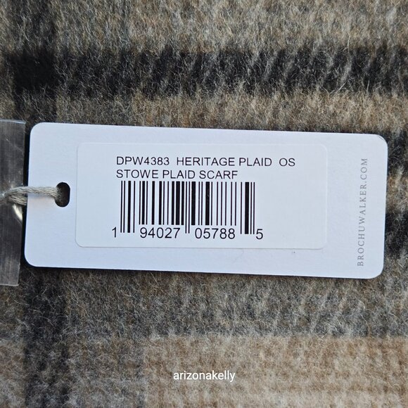NWT Brochu Walker Stowe Wool Scarf in Heritage Plaid Tan Black - Picture 7 of 13